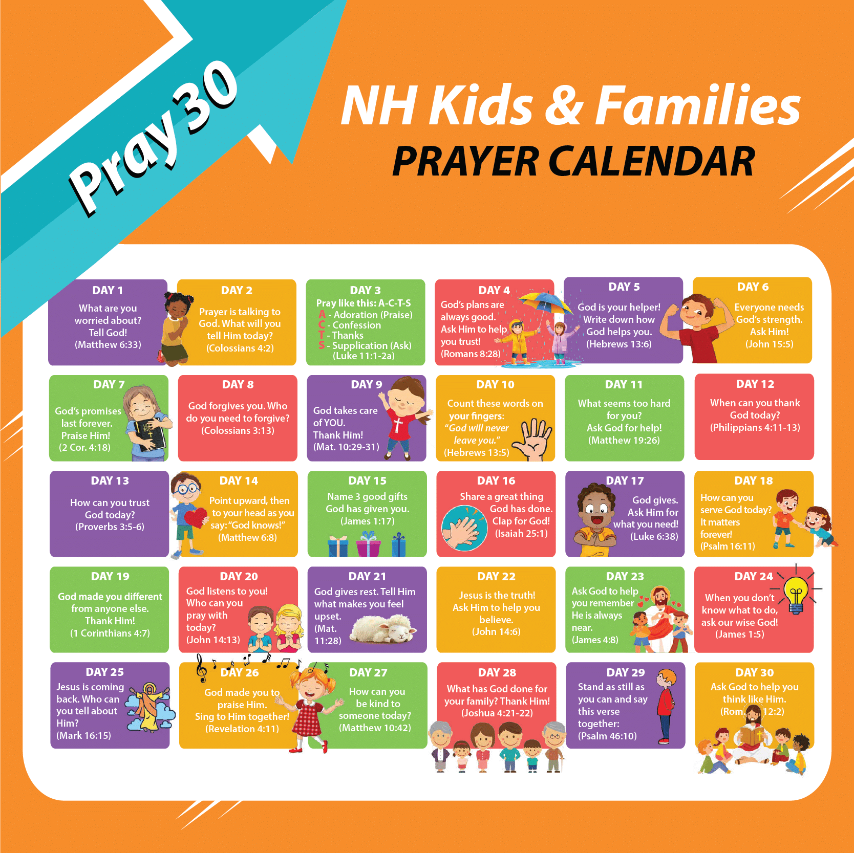 Family prayer calendar